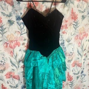 Vintage Black and Teal Dress